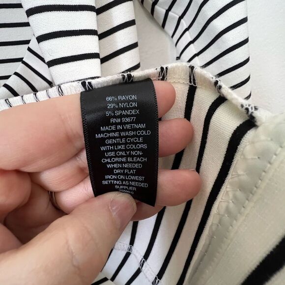 Worthington Blazer Striped Stretch Jersey Knit Sz Medium White Black Vent Career - Picture 7 of 9